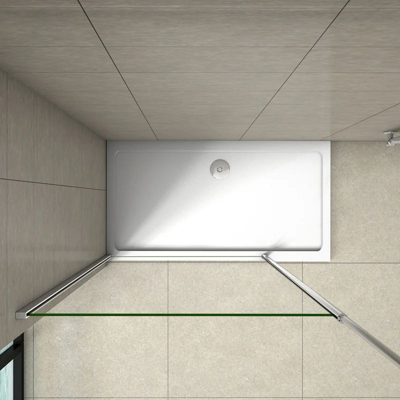 Aica paroi de douche à l'italienne avec une barre de fixé à plafond, paroi de douche, 8mm verre anticalcaire