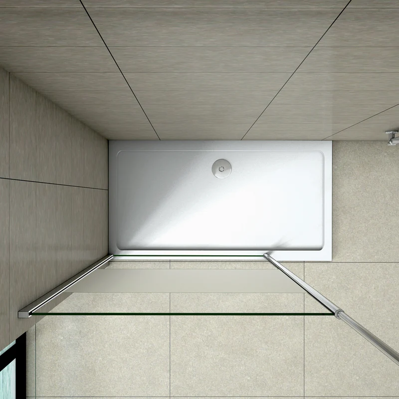 Aica paroi de douche à l'italienne avec une barre de fixé à plafond, paroi de douche, 8mm verre anticalcaire