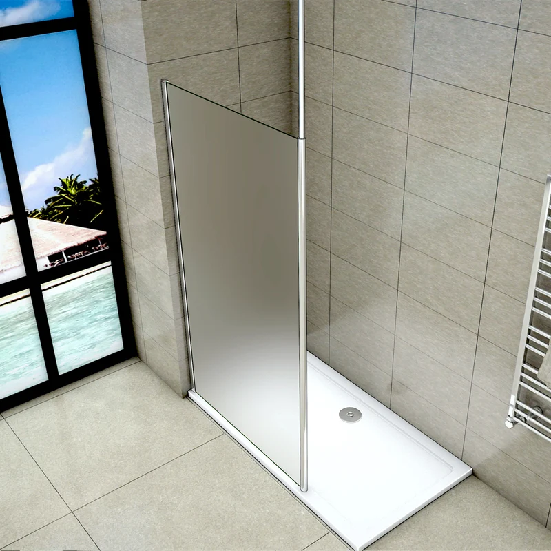 Aica paroi de douche à l'italienne avec une barre de fixé à plafond, paroi de douche, 8mm verre anticalcaire