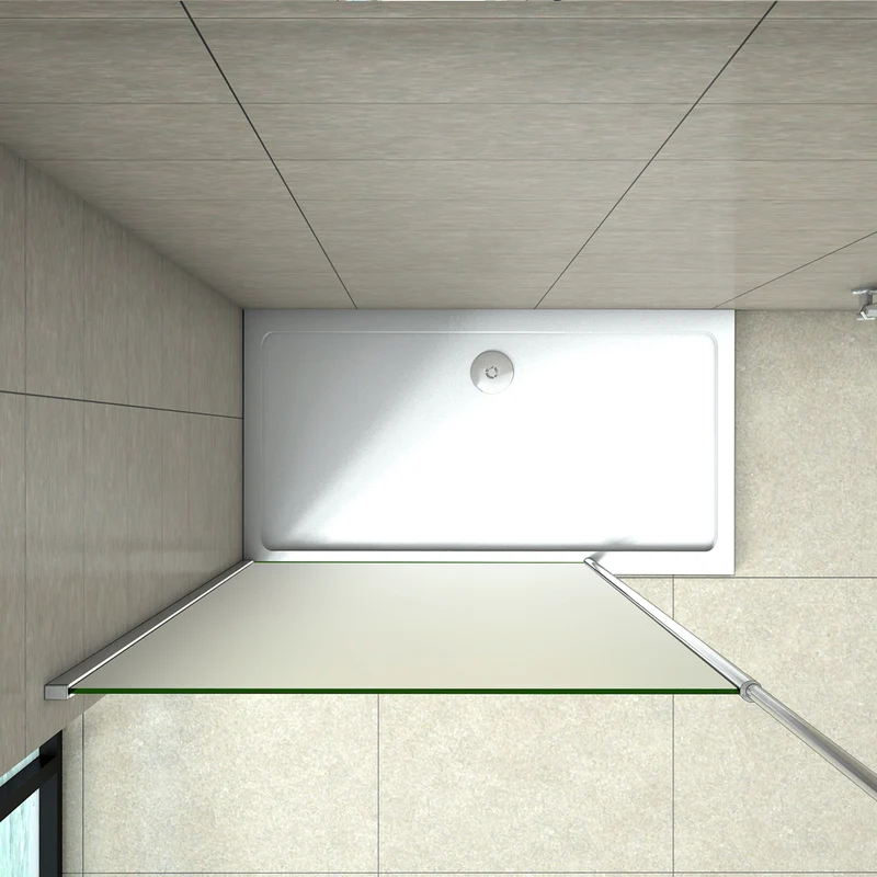 Aica paroi de douche à l'italienne avec une barre de fixé à plafond, paroi de douche, 8mm verre anticalcaire
