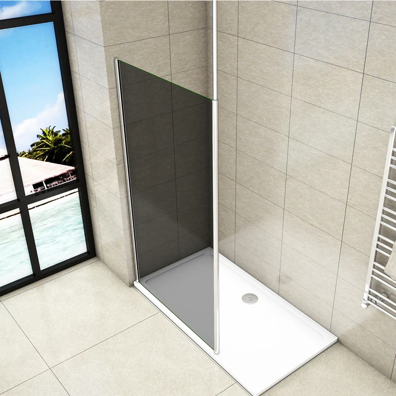 Aica paroi de douche à l'italienne avec une barre de fixé à plafond, paroi de douche, 8mm verre anticalcaire