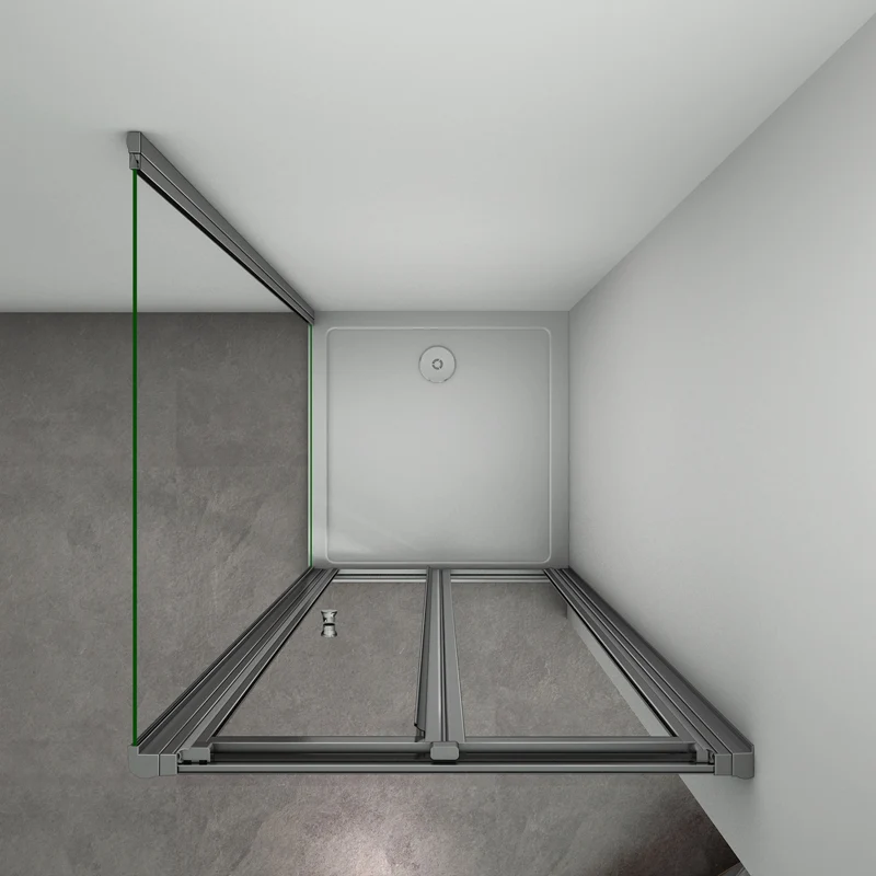 Aica cabine de douche pliante, porte de douche pliante avec une paroi de douche fixe, verre de sécurité et transparent