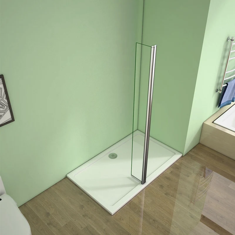 Aica paroi de douche volet pivotant seul pour paroi de douche à l’italienne en 8mm verre anticalcaire, 30/40cm largeur disponible