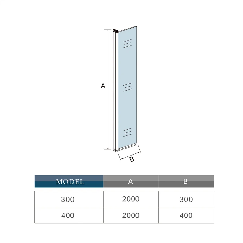 Aica paroi de douche volet pivotant seul pour paroi de douche à l’italienne en 8mm verre anticalcaire, 30/40cm largeur disponible