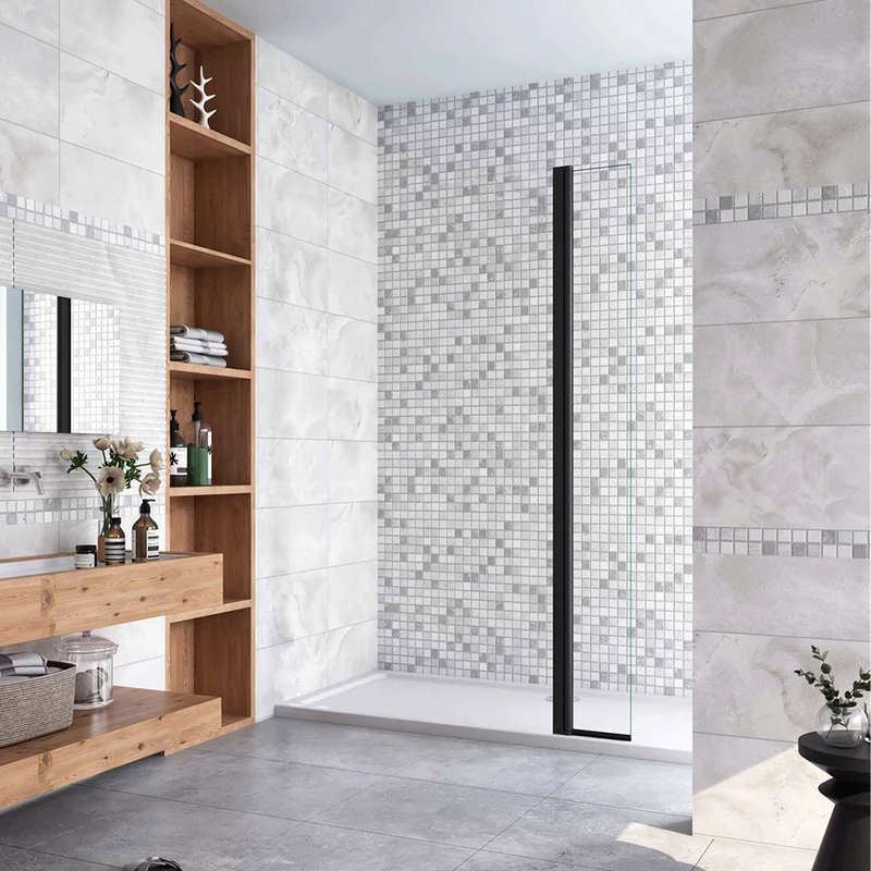 Aica paroi de douche volet pivotant seul pour paroi de douche à l’italienne en 8mm verre anticalcaire, 30/40cm largeur disponible