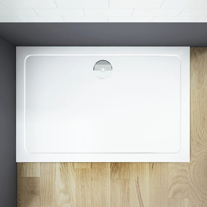 Aica receveur de douche estra plat rectangulaire bac à douche avec le bonde de douche et le siphon 90cm, re