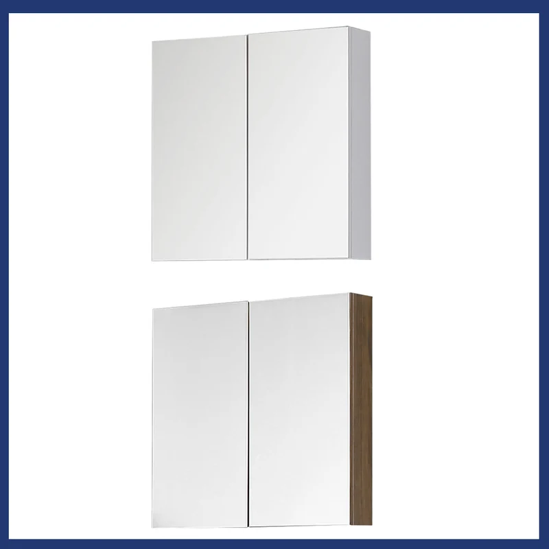 Ensemble de meubles de salle de bain, Meuble sous vasque sur pieds 2 portes, vasque céramique et cabinet miroir 60cm