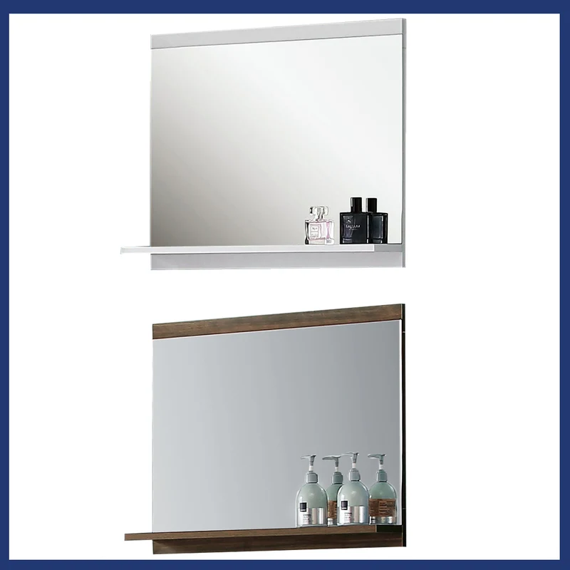 Ensemble de meubles de salle de bain, Meuble sous vasque à suspendre 2 portes, Vasque et Miroir avec tablette 60cm
