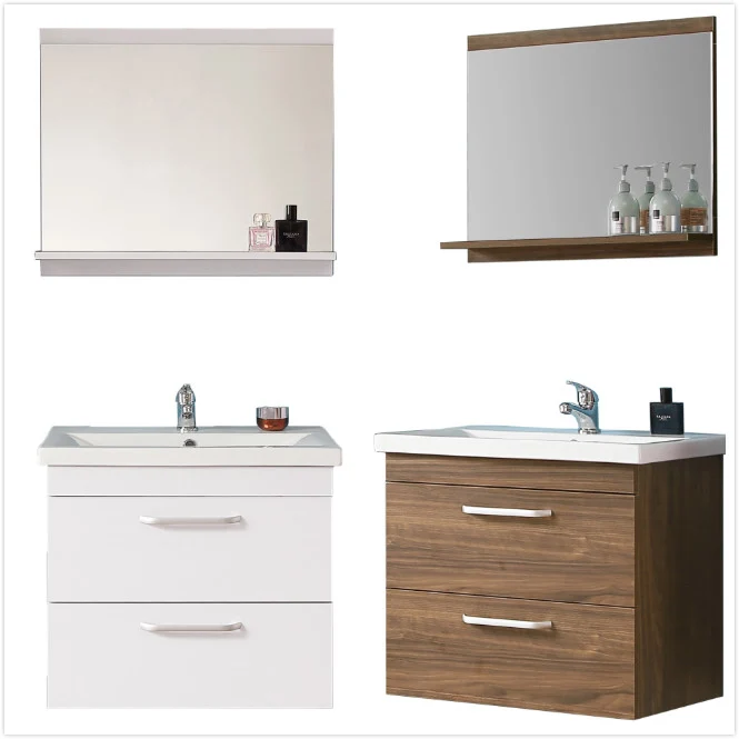 Lot de meuble de salle de bain complet avec meuble+vasque+miroir