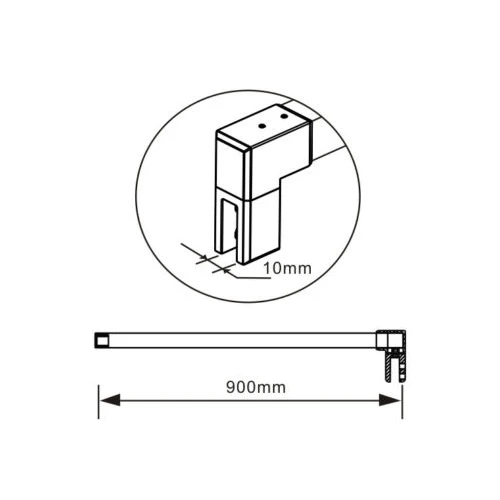 Aica paroi de douche à l'italienne avec une retour pivotante 30cm et barre de fixation 90cm, paroi de douche en verre anticalcaire
