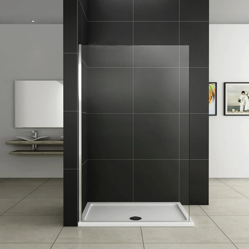 Aica paroi de douche 10mm paroi de douche à l'italienne verre anticalcaire paroi de fixation sans receveur