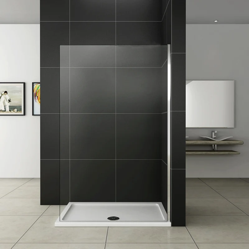 Aica paroi de douche 10mm paroi de douche à l'italienne verre anticalcaire paroi de fixation sans receveur