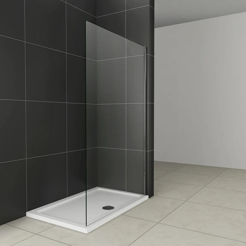 Aica paroi de douche 10mm paroi de douche à l'italienne verre anticalcaire paroi de fixation sans receveur