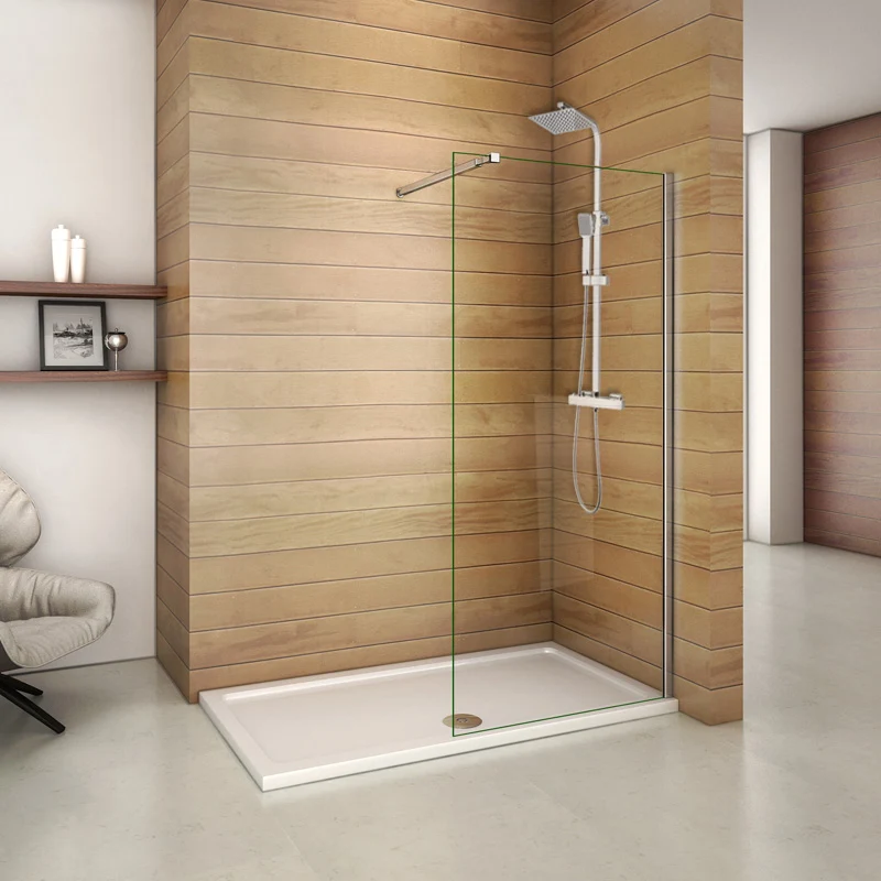 Aica paroi de douche à l'italienne en 8mm verre anticalcaire avec/sans colonne de douche thermostatique