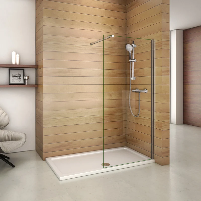 Aica paroi de douche à l'italienne en 8mm verre anticalcaire avec/sans colonne de douche thermostatique