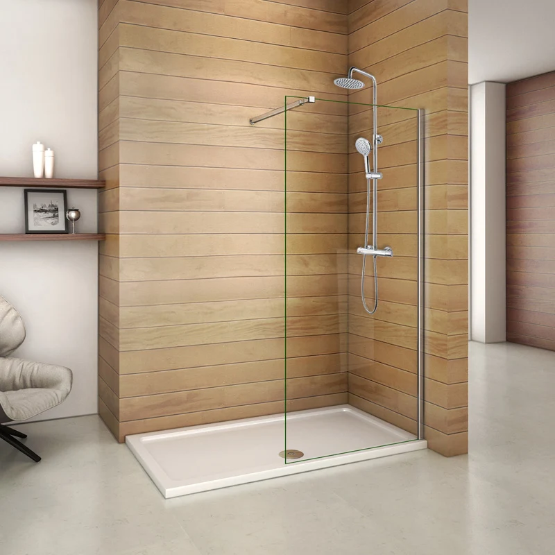 Aica paroi de douche à l'italienne en 8mm verre anticalcaire avec/sans colonne de douche thermostatique