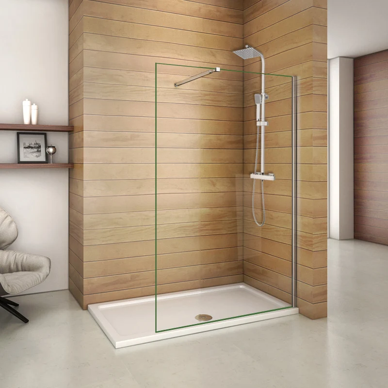 Aica paroi de douche à l'italienne en 8mm verre anticalcaire avec/sans colonne de douche thermostatique