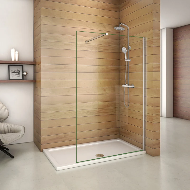Aica paroi de douche à l'italienne en 8mm verre anticalcaire avec/sans colonne de douche thermostatique