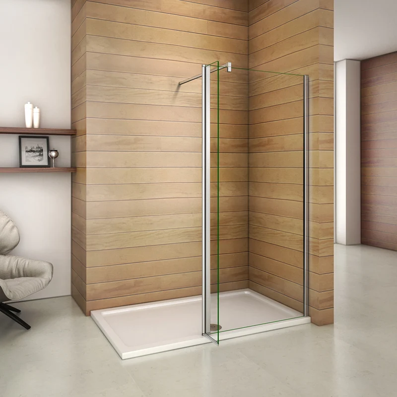 Aica paroi de douche à l'italienne en verre clair anticalcaire avec un retour pivotante 40 cm et une satbislisation de 90cm