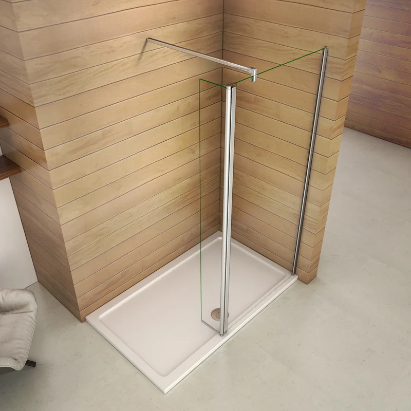 Aica paroi de douche à l'italienne en verre clair anticalcaire avec un retour pivotante 40 cm et une satbislisation de 90cm