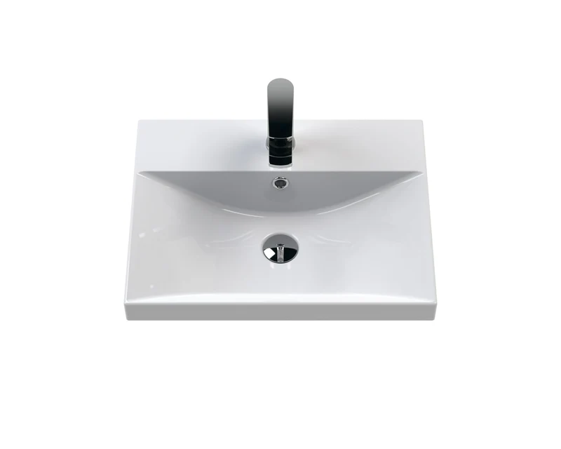 Urban 500mm Floor Standing 2 Door & 1 Drawer Vanity Unit & Thin Edge Ceramic Basin - Soft Black Satin