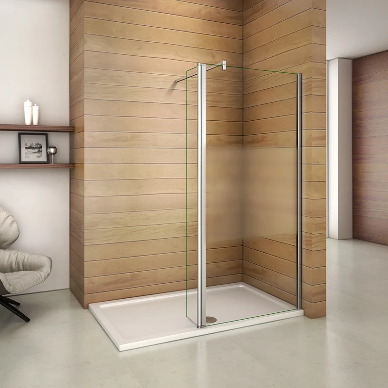 Aica paroi de douche à l'italienne en verre bande centrale sablé avec un retour pivotant de 40 cm et une satbislisation de 140cm
