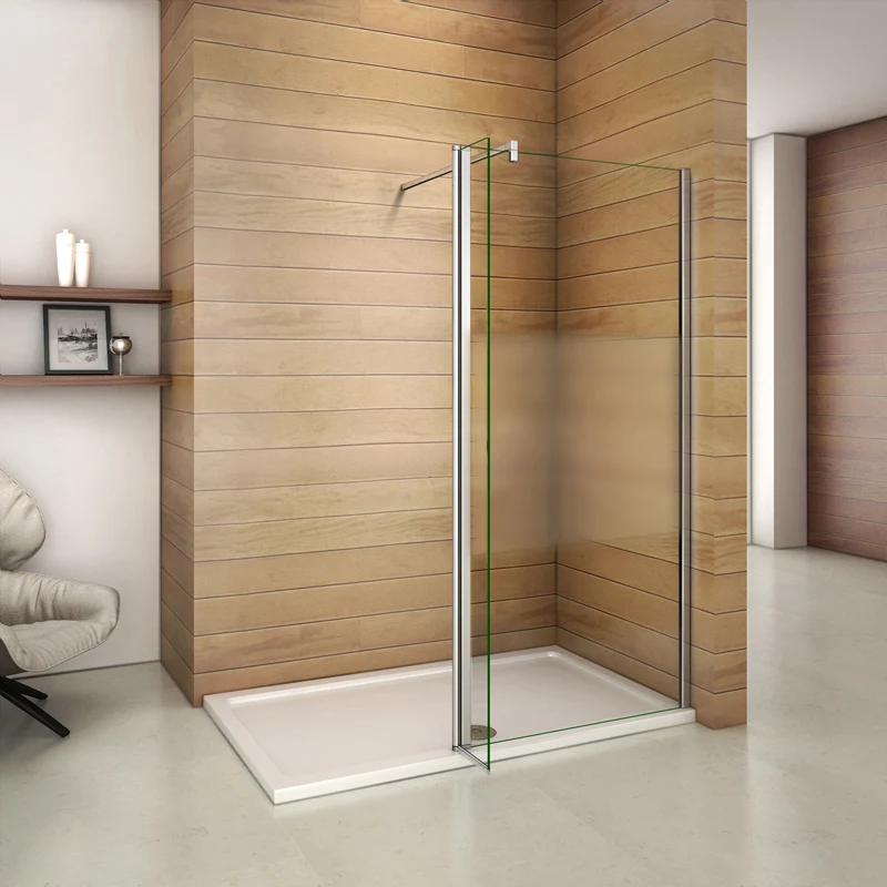 Aica paroi de douche à l'italienne en verre bande centrale sablé avec un retour pivotant de 40 cm et une satbislisation de 140cm