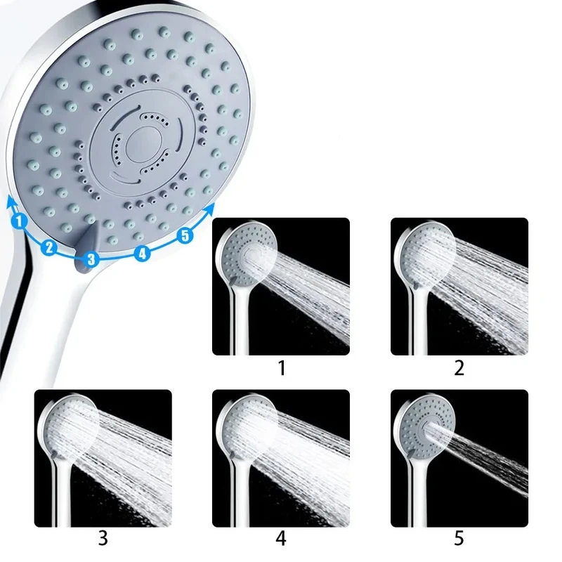 Pommeau de douche Haute pression Inox 5 Jets