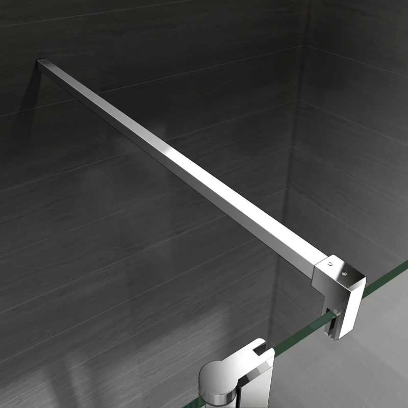 Aica paroi de douche à l'italienne verre anticalcaire avec une barre de fixation 140cm et un retour pivotante de 40cm