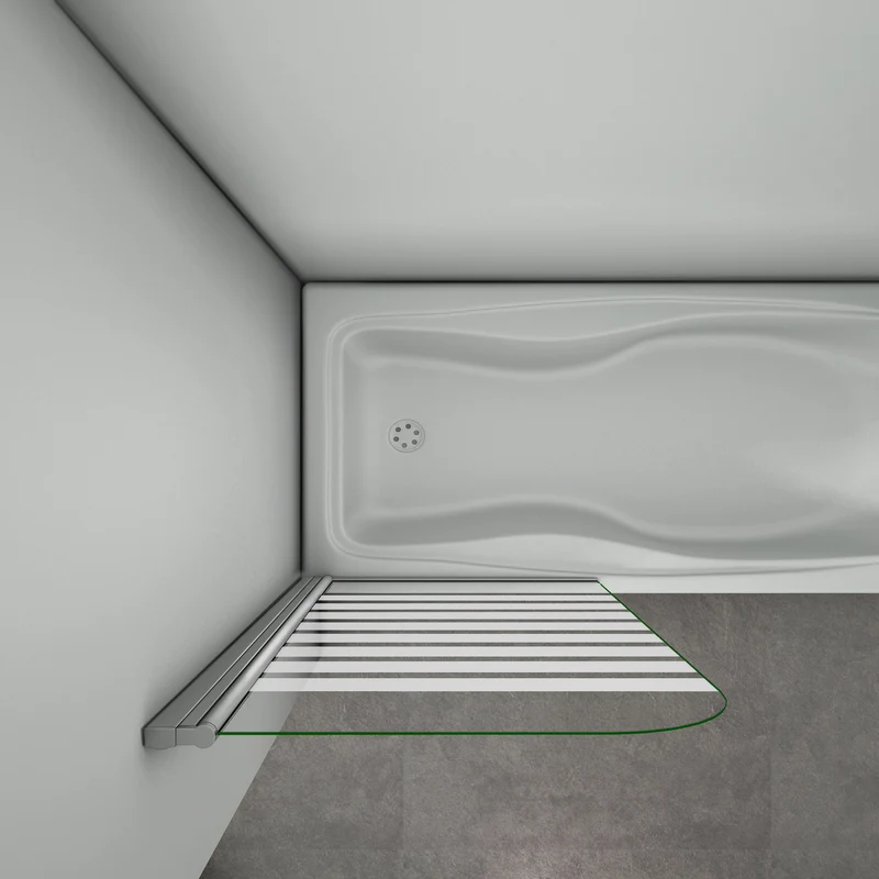 Aica 800x1400x6mm pare baignoire pivotant 180°porte de baignoire, 6mm verre anticalcaire avec bandes horizontales,installation à gauche l
