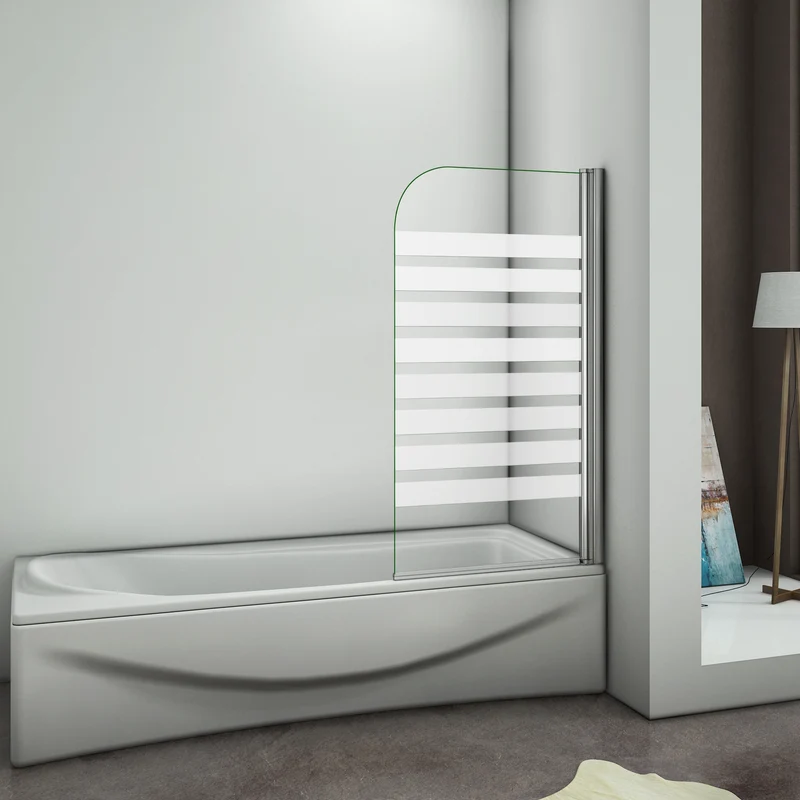 Aica 800x1400x6mm pare baignoire pivotant 180°porte de baignoire, 6mm verre anticalcaire avec bandes horizontales,installation à droite r