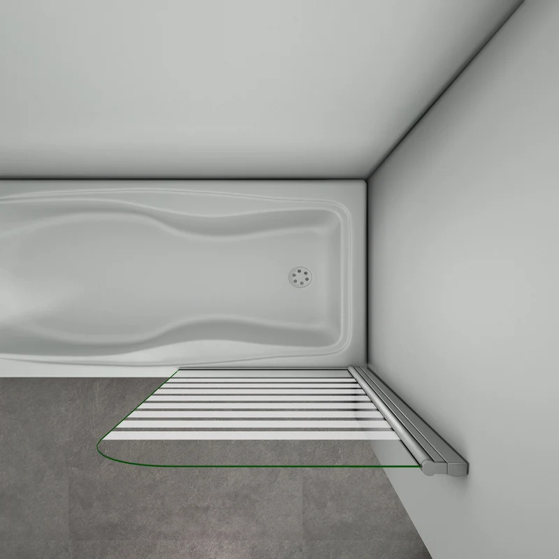 Aica 800x1400x6mm pare baignoire pivotant 180°porte de baignoire, 6mm verre anticalcaire avec bandes horizontales,installation à droite r