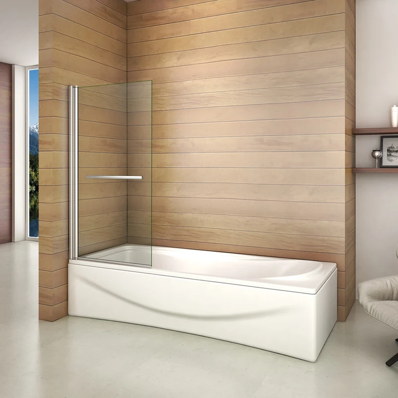 Aica 800x1400x6mm pare baignoire pivotant 180° porte de baignoire, écran de baignoire, 6mm verre trempé anticalcaire