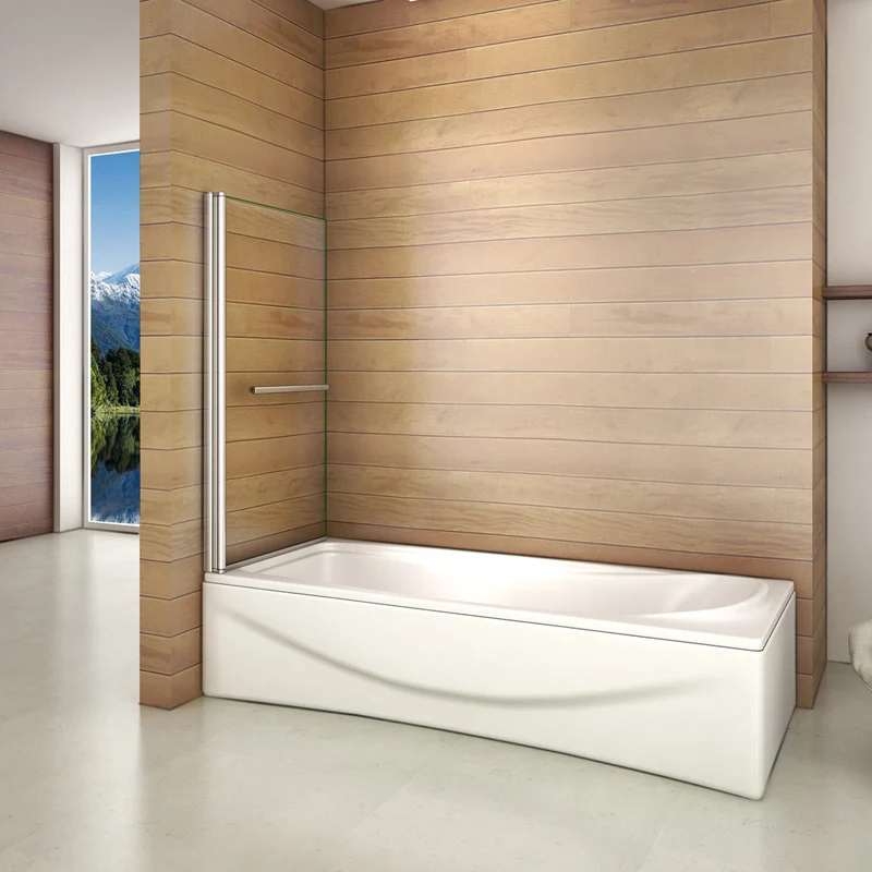 Aica 800x1400x6mm pare baignoire pivotant 180° porte de baignoire, écran de baignoire, 6mm verre trempé anticalcaire