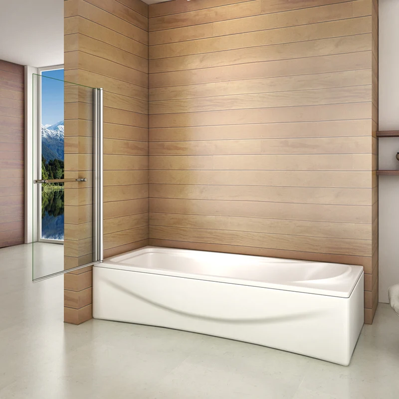 Aica 800x1400x6mm pare baignoire pivotant 180° porte de baignoire, écran de baignoire, 6mm verre trempé anticalcaire