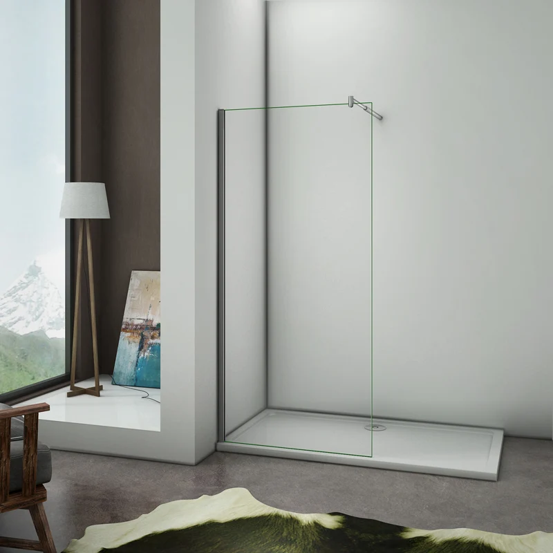 Aica Paroi De Douche Paroi De Douche À L'italienne Anticalcaire Avec Barre De Fixation Extensible Cylindrique