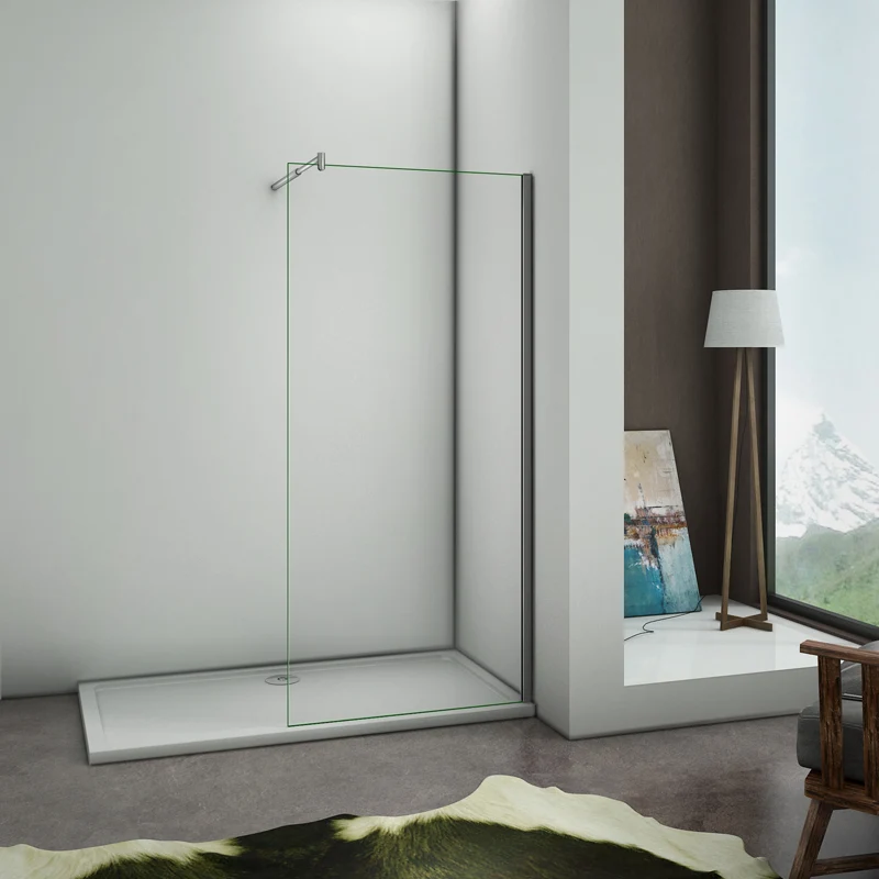 Aica Paroi De Douche Paroi De Douche À L'italienne Anticalcaire Avec Barre De Fixation Extensible Cylindrique