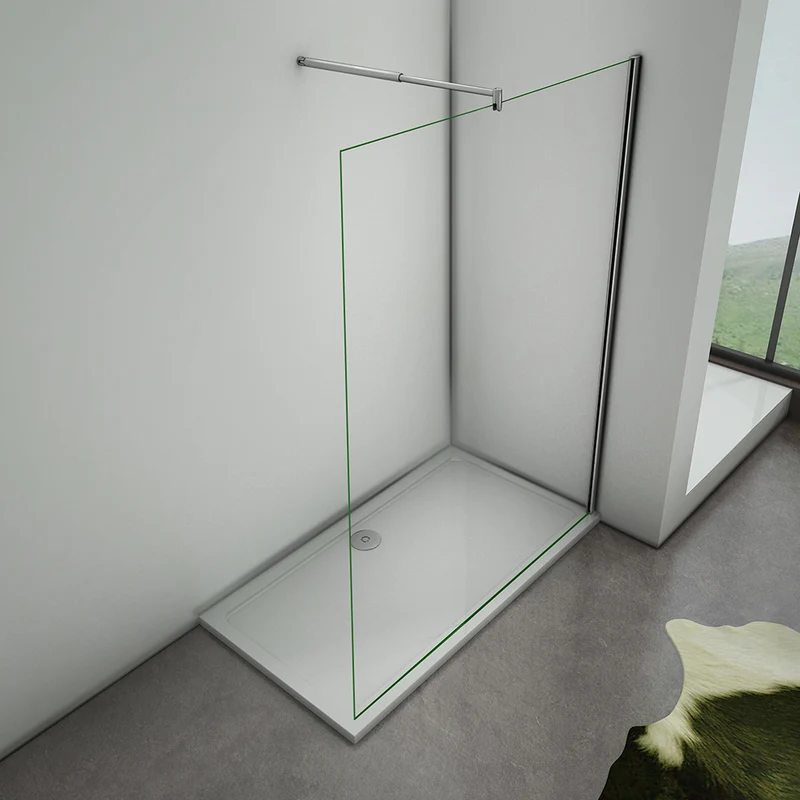 Aica Paroi De Douche Paroi De Douche À L'italienne Anticalcaire Avec Barre De Fixation Extensible Cylindrique
