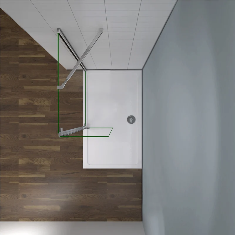 Aica paroi de douche 90/100/120x200cm avec retour pivotante 40cm et la barre de fixation extensible paroi de douche à l'italienne , verre anticalcaire