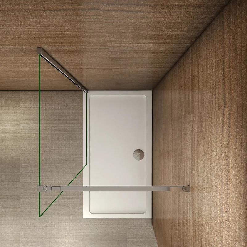 Aica paroi de douche à l'italienne, 8mm verre sécurité et anticalcaire, avec une barre de fixation extensible 73-120cm, profilé chromé