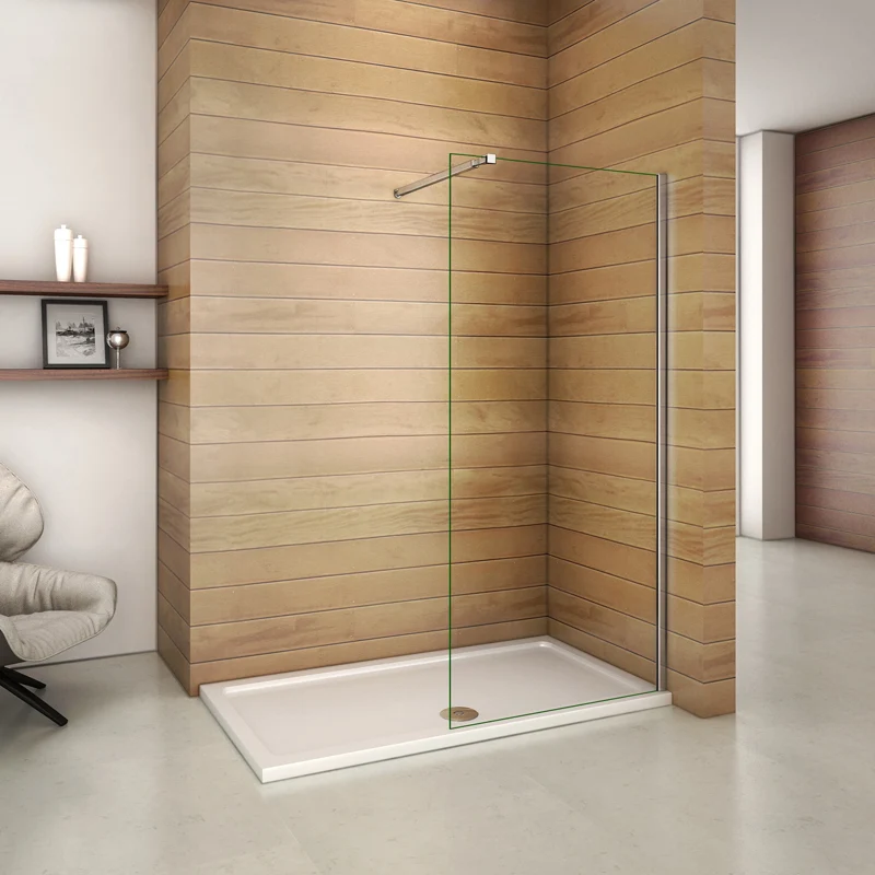 Aica paroi de douche à l'italienne, verre sécurité anticalcaire,avec une barre de fixation extensible de 73-120cm