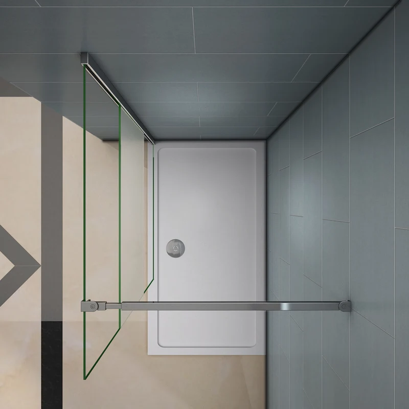 Aica walk in paroi de douche à l'italienne en verre 8mm bande central dépoli et une barre de extensible de 73-120cm