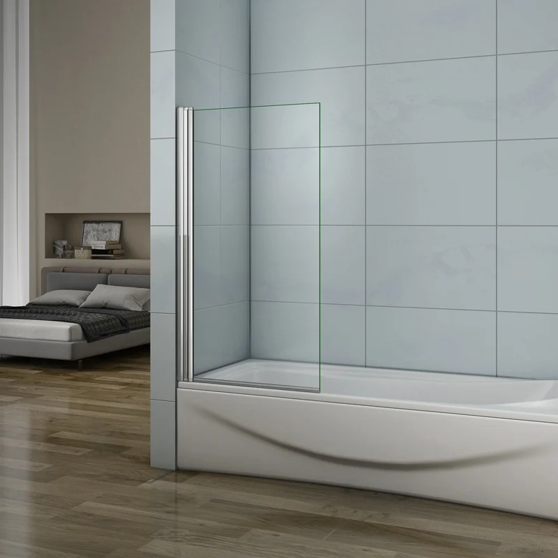 Aica 700x1300x5mm pare baignoire pivotant 180° porte de baignoire, écran de baignoire, 5mm verre trempé