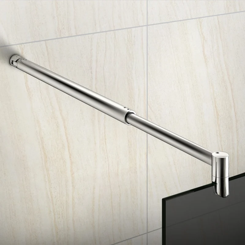 Aica Paroi De Douche H.200cm En 8mm Verre Fumé Et Anticalcaire Avec Une Barre De Fixation Extensible
