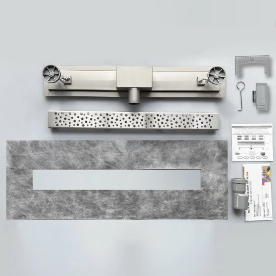 Caniveau de Douche Italienne en Inox Modèle Bulles Plat 60-90 cm