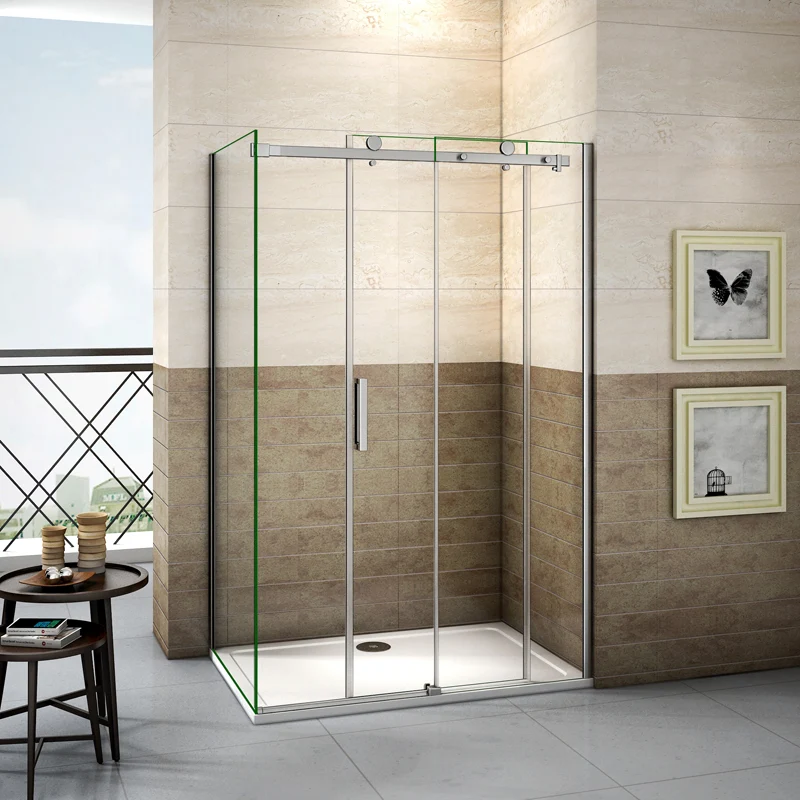 Aica porte de douche coulissante 120cm,paroi de douche 80cm,120x80cm receveur inclus,8mm verre sécurité anticalcaire p-3