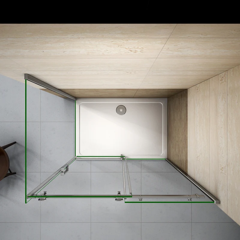 Aica porte de douche coulissante 140cm,paroi de douche 90cm,140x90cm receveur inclus,8mm verre sécurité anticalcaire p-3
