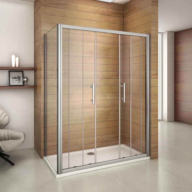 Aica porte de douche coulissante avec paroi de douche fixe,verre sécurité transparent,hauteur 185cm