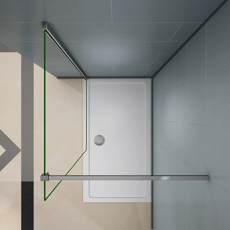 Aica paroi de douche à l'italienne , 8mm verre sécurité et anticalcaire, avec barre fixation la pince 360° de 140cm