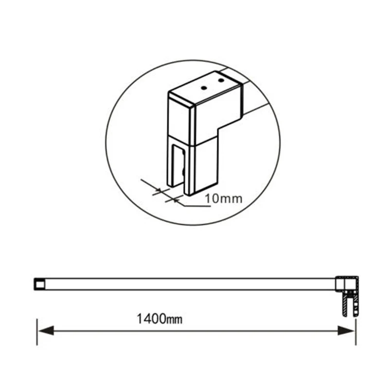Aica paroi de douche à l'italienne , 8mm verre sécurité et anticalcaire, avec barre fixation la pince 360° de 140cm